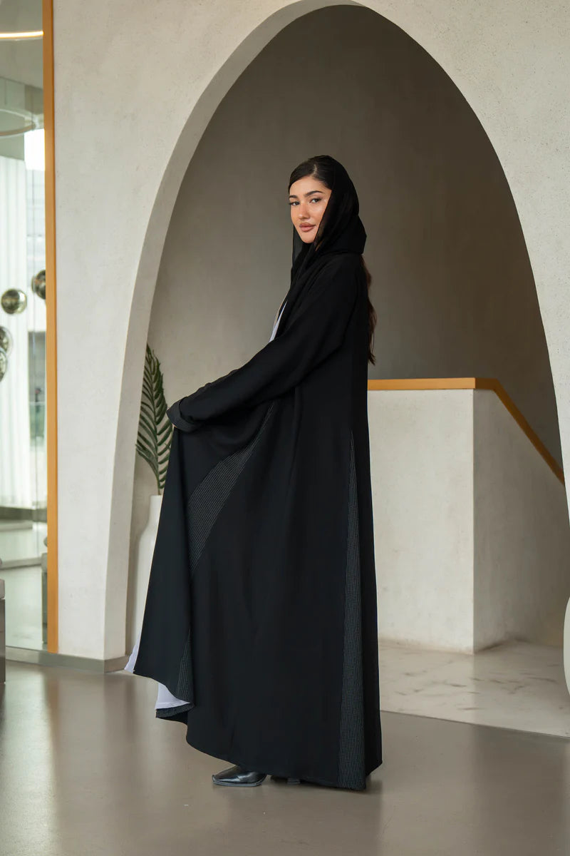 Black crepe abaya C:6585