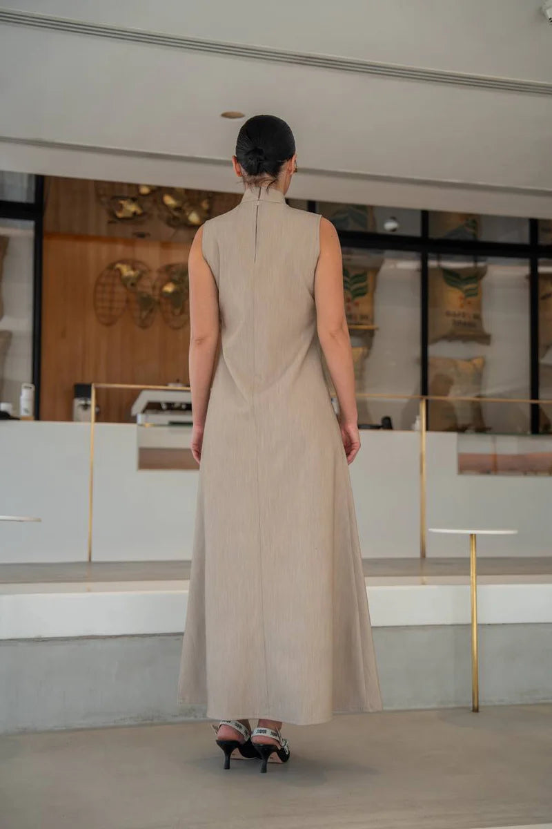 Beige crepe dress .C:217