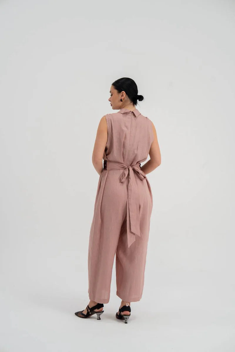 Pink linen jumpsuit.C:228