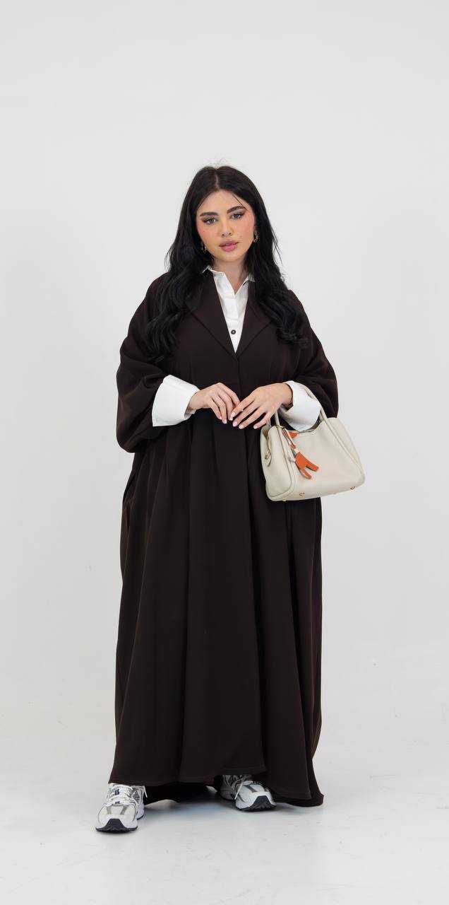 Dark brown crepe abaya