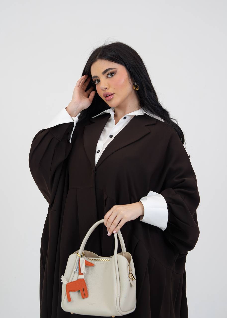 Dark brown crepe abaya