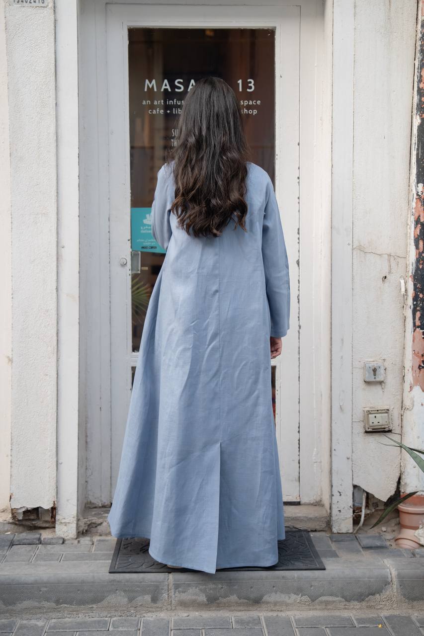 Linen abaya in blue