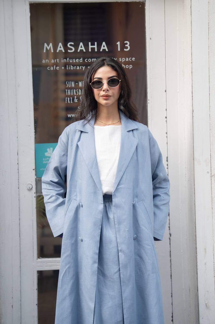 Linen abaya in blue