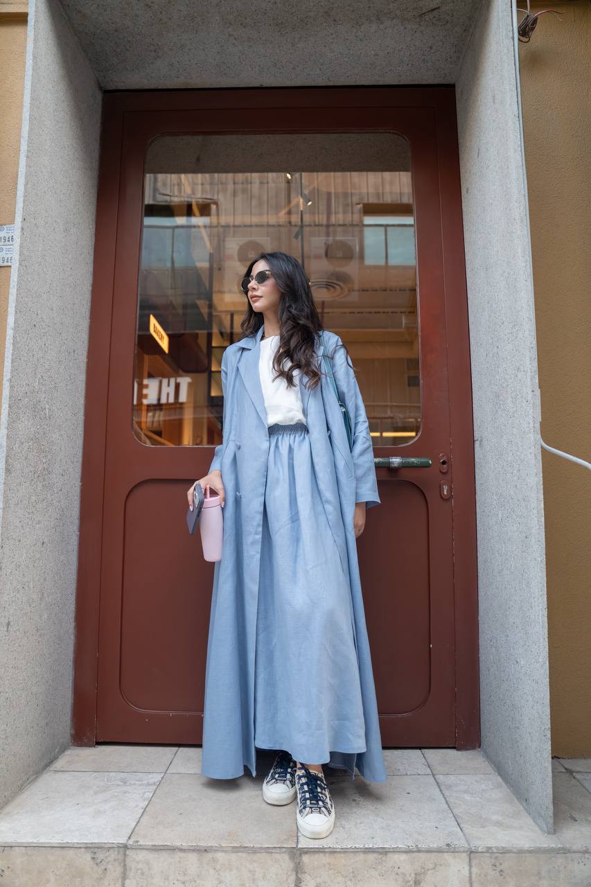 Linen abaya in blue
