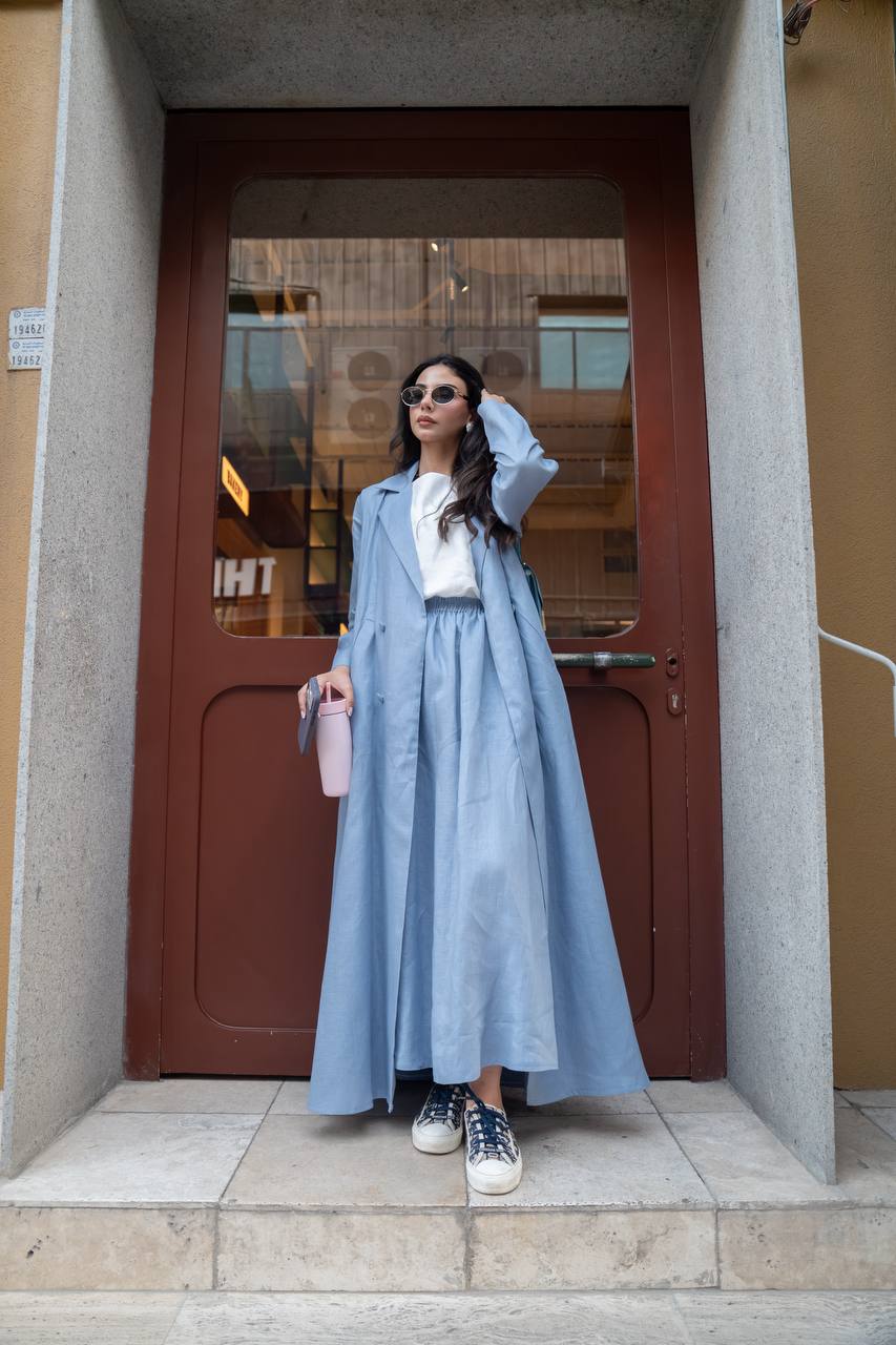Linen abaya in blue