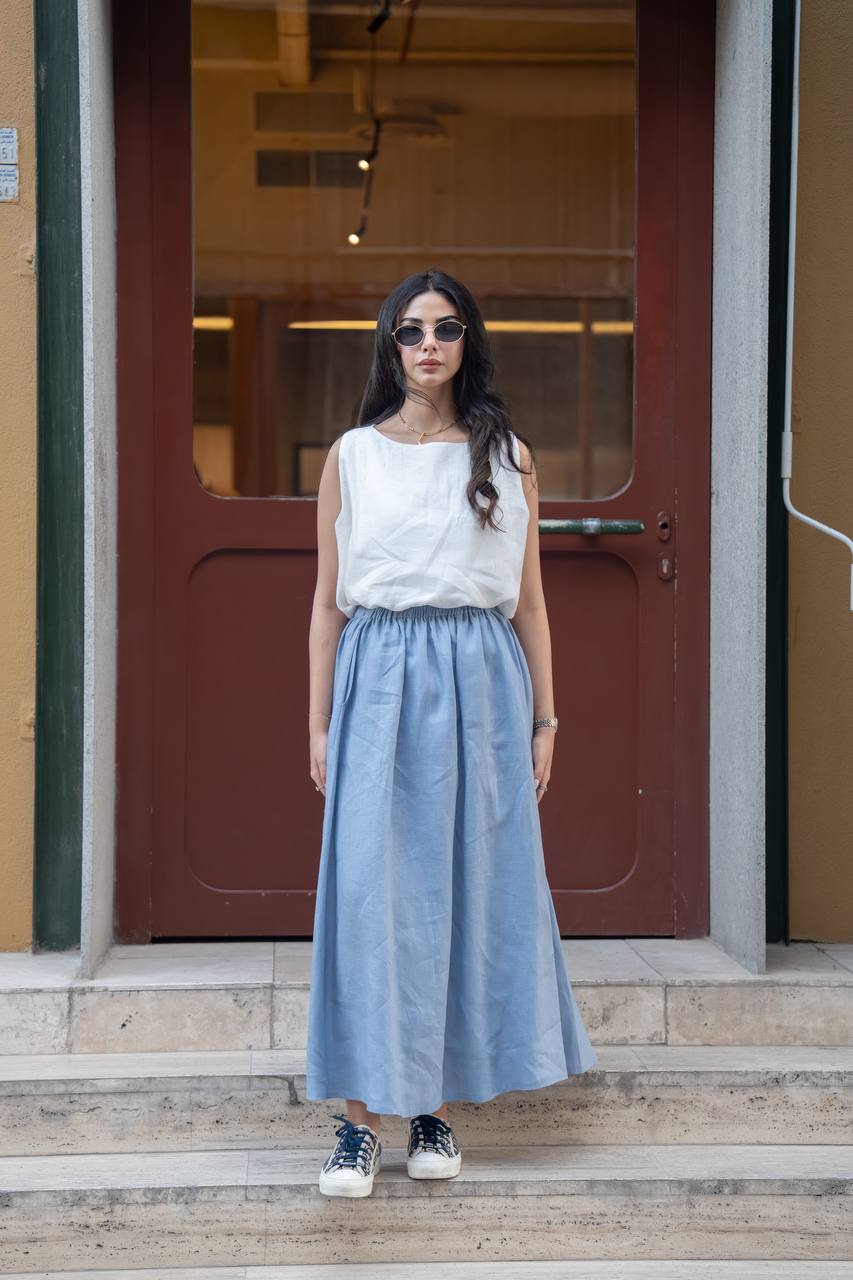 Blouse and skirt set, linen