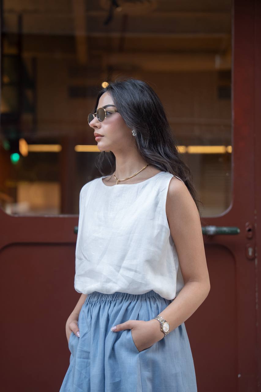 Blouse and skirt set, linen