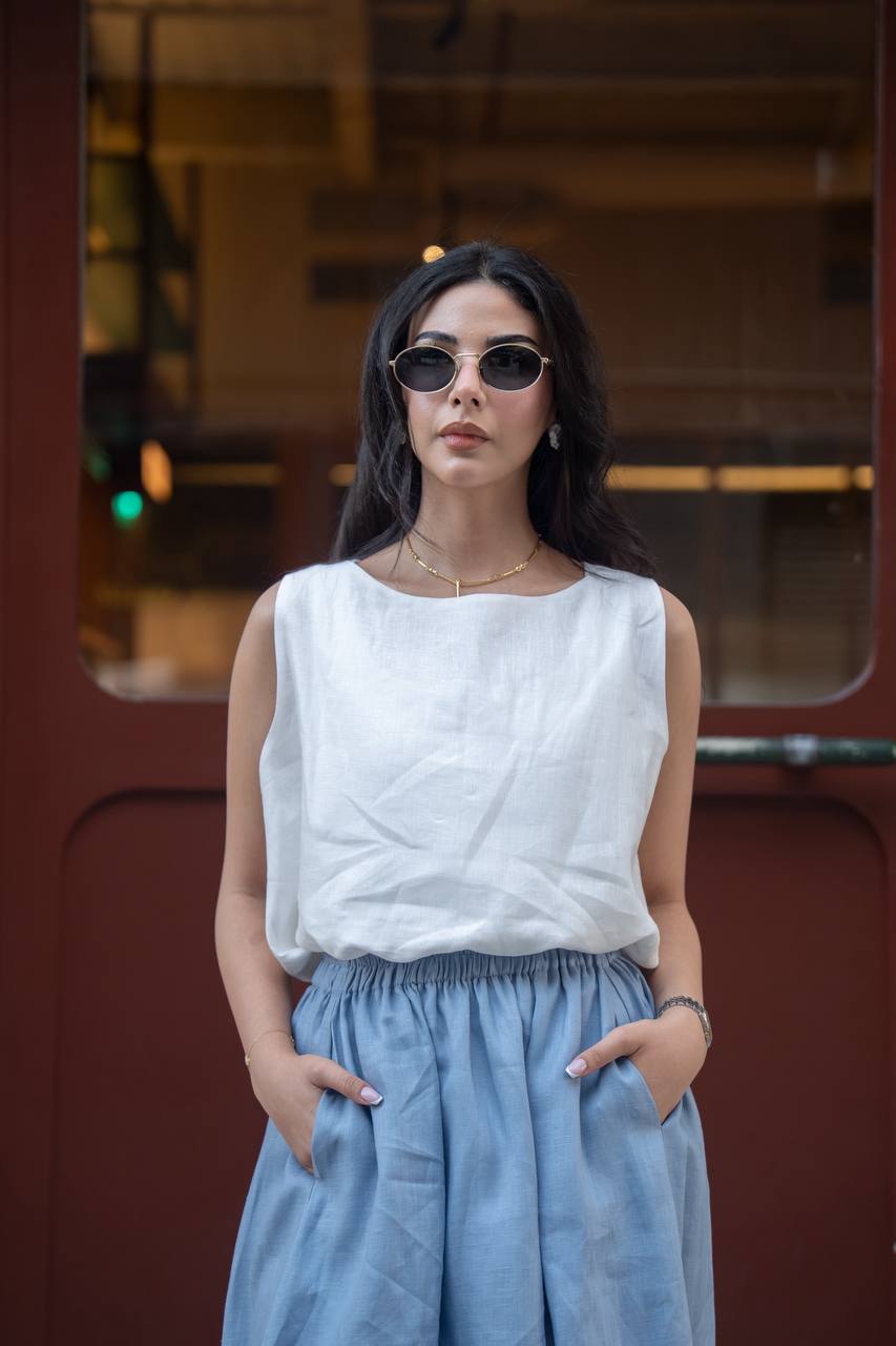 Blouse and skirt set, linen