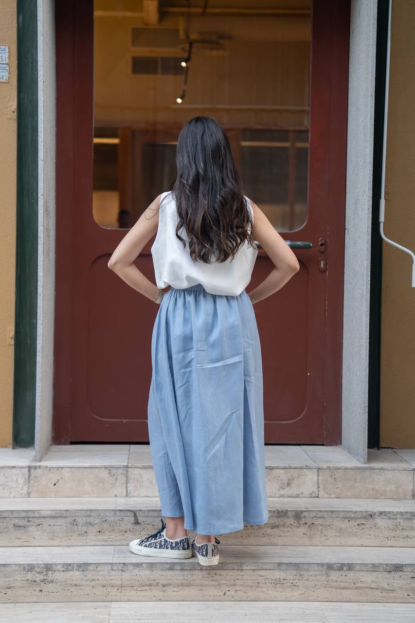 Blouse and skirt set, linen