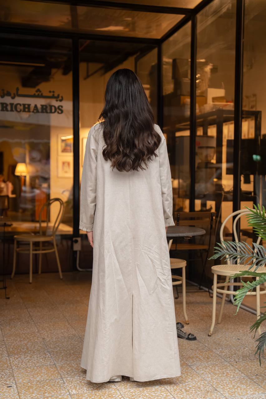 Linen abaya in beige