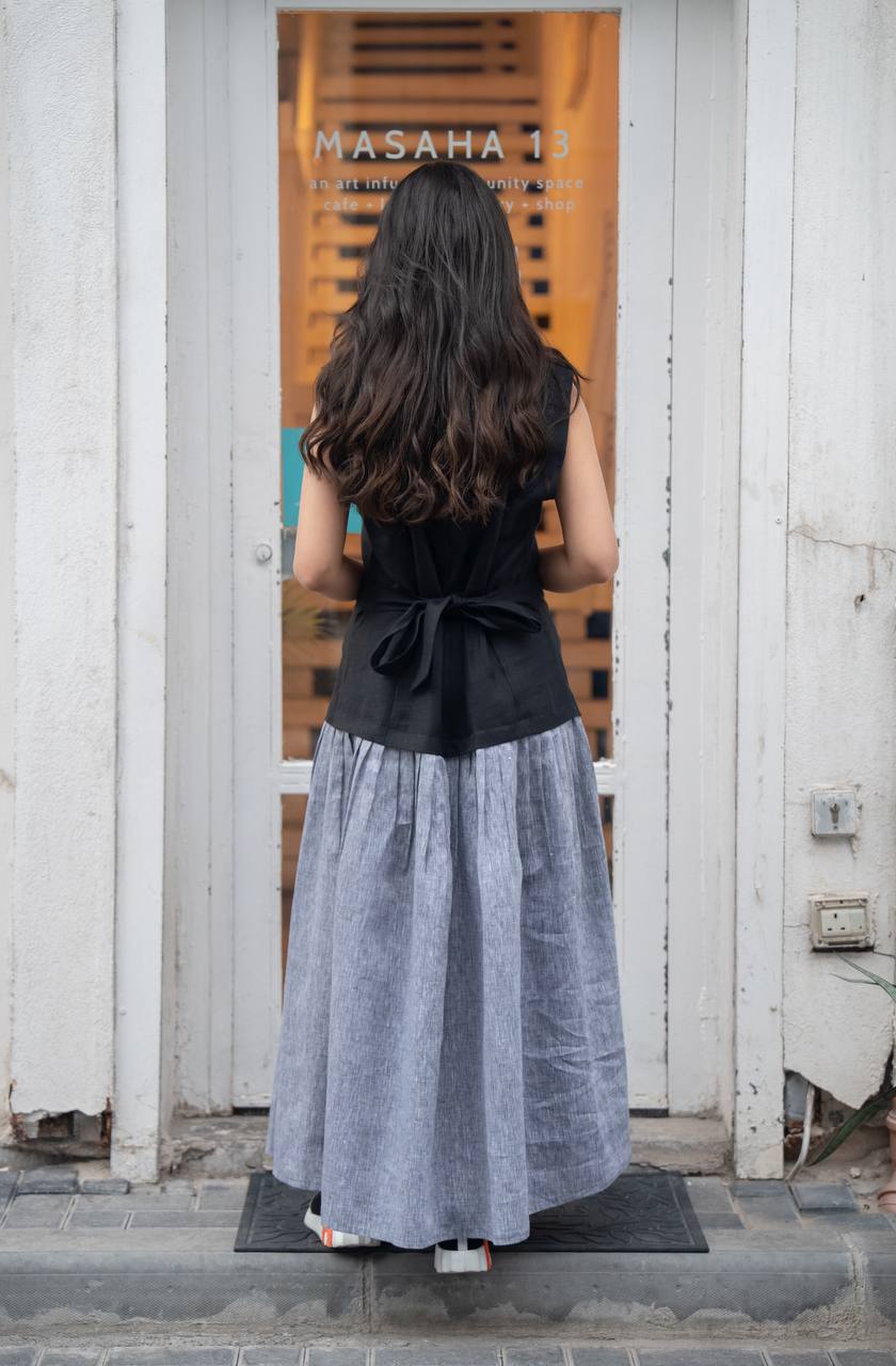 Vest and linen skirt set