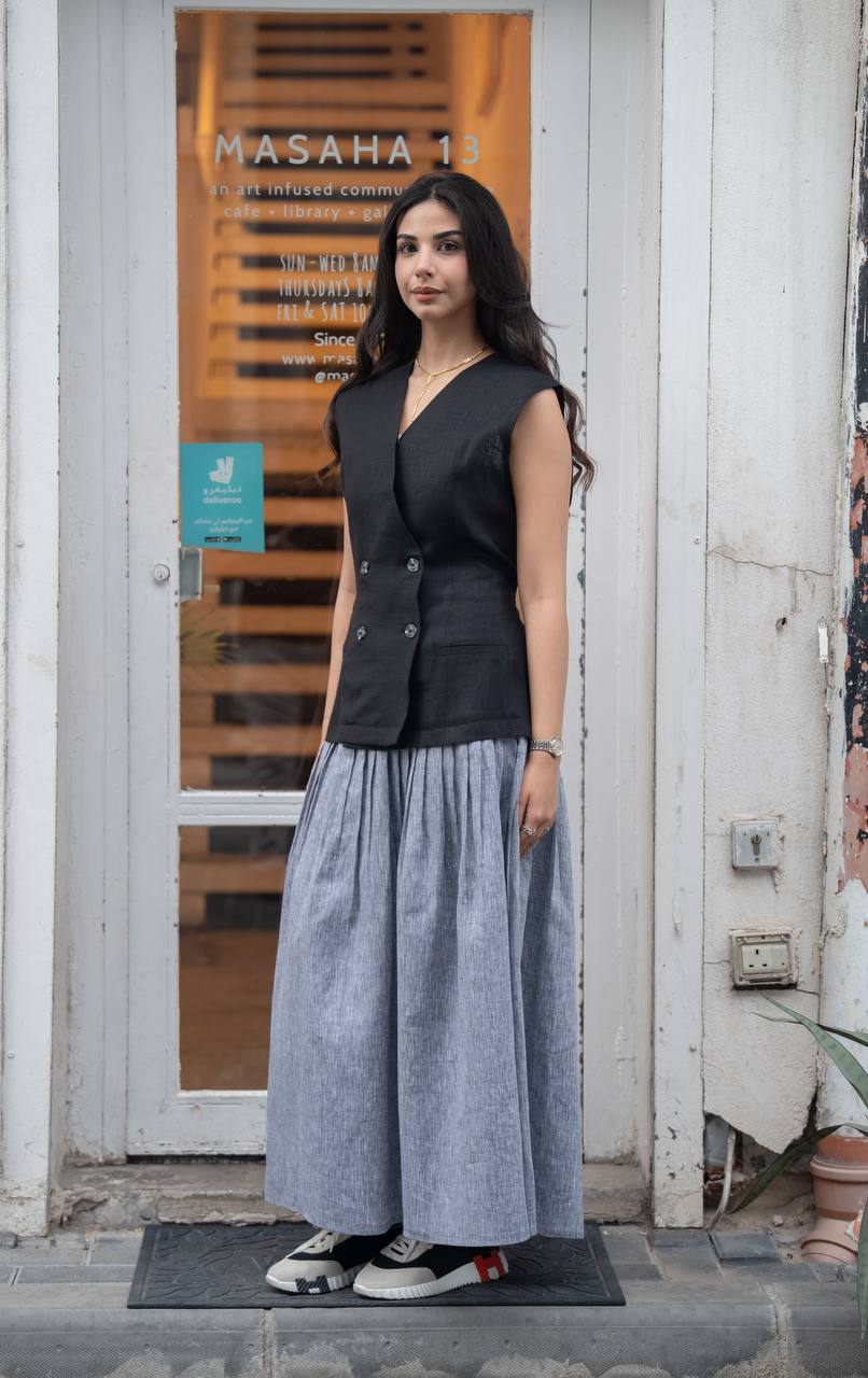 Vest and linen skirt set
