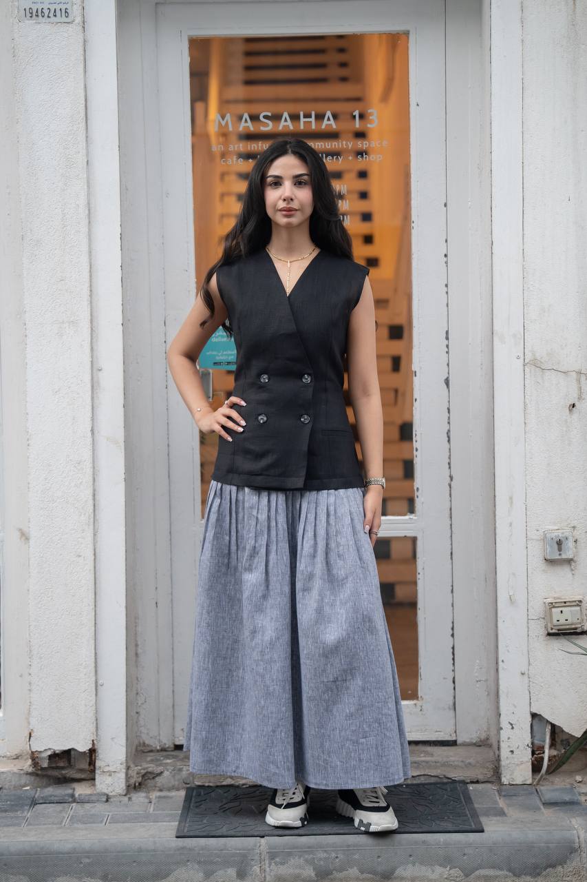 Vest and linen skirt set