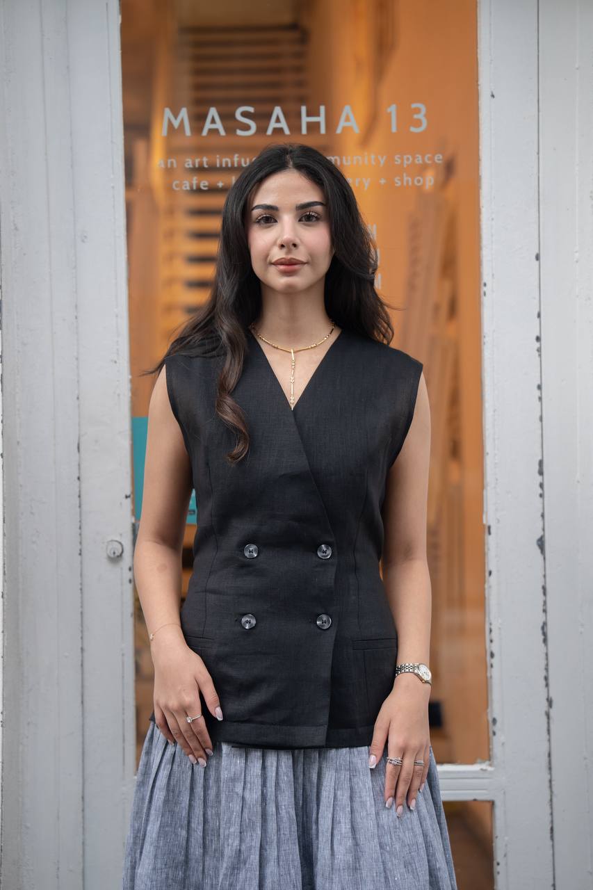 Vest and linen skirt set