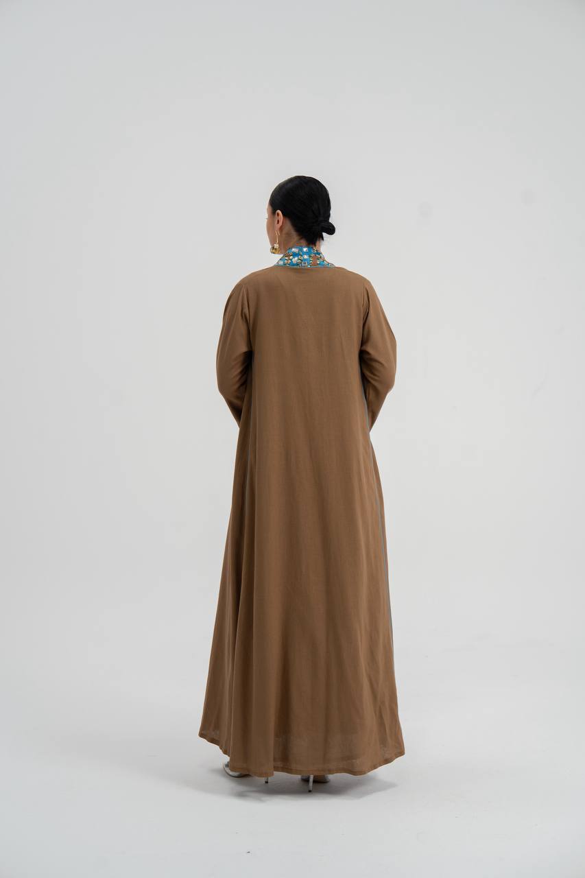 Linen abaya with embroider