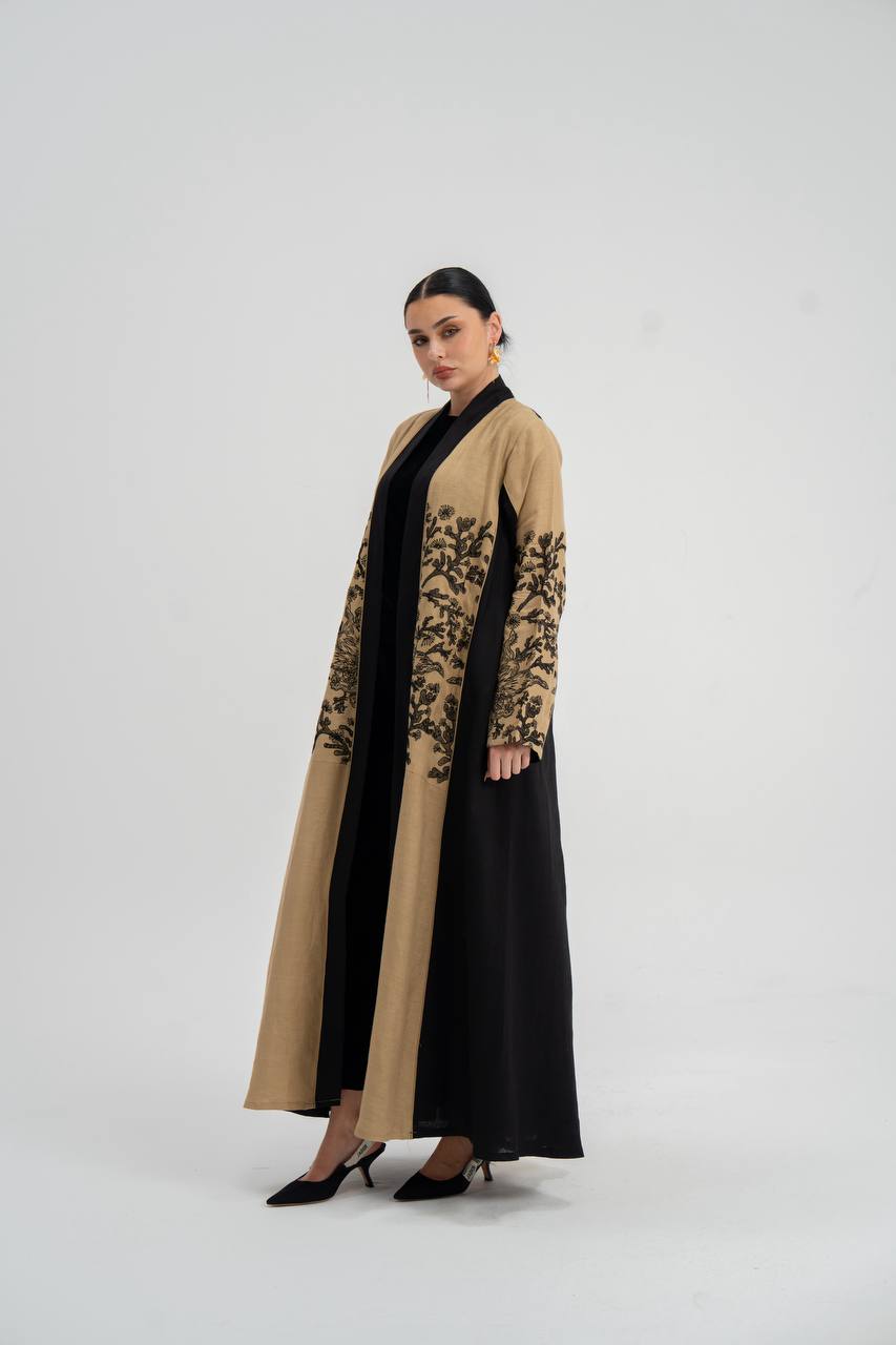 Linen abaya with embroider