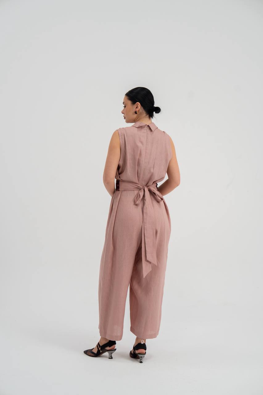 Pink linen jumpsuit