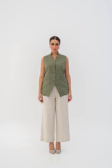 Linen fabric set consisting of a vest and pants (1708)