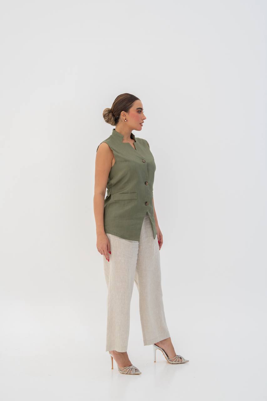 Linen fabric set consisting of a vest and pants (1708)
