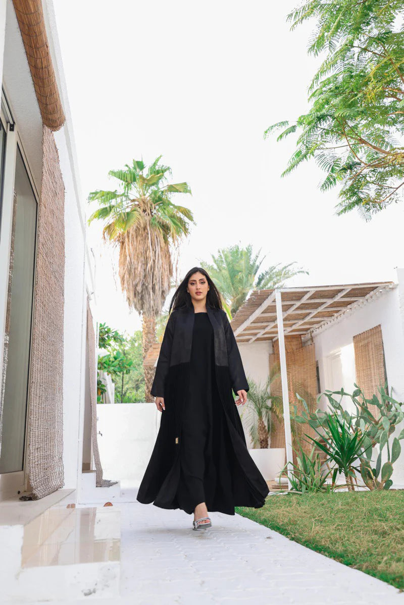 ABAYA CREPE WITH PLEATED C:6419BLACK