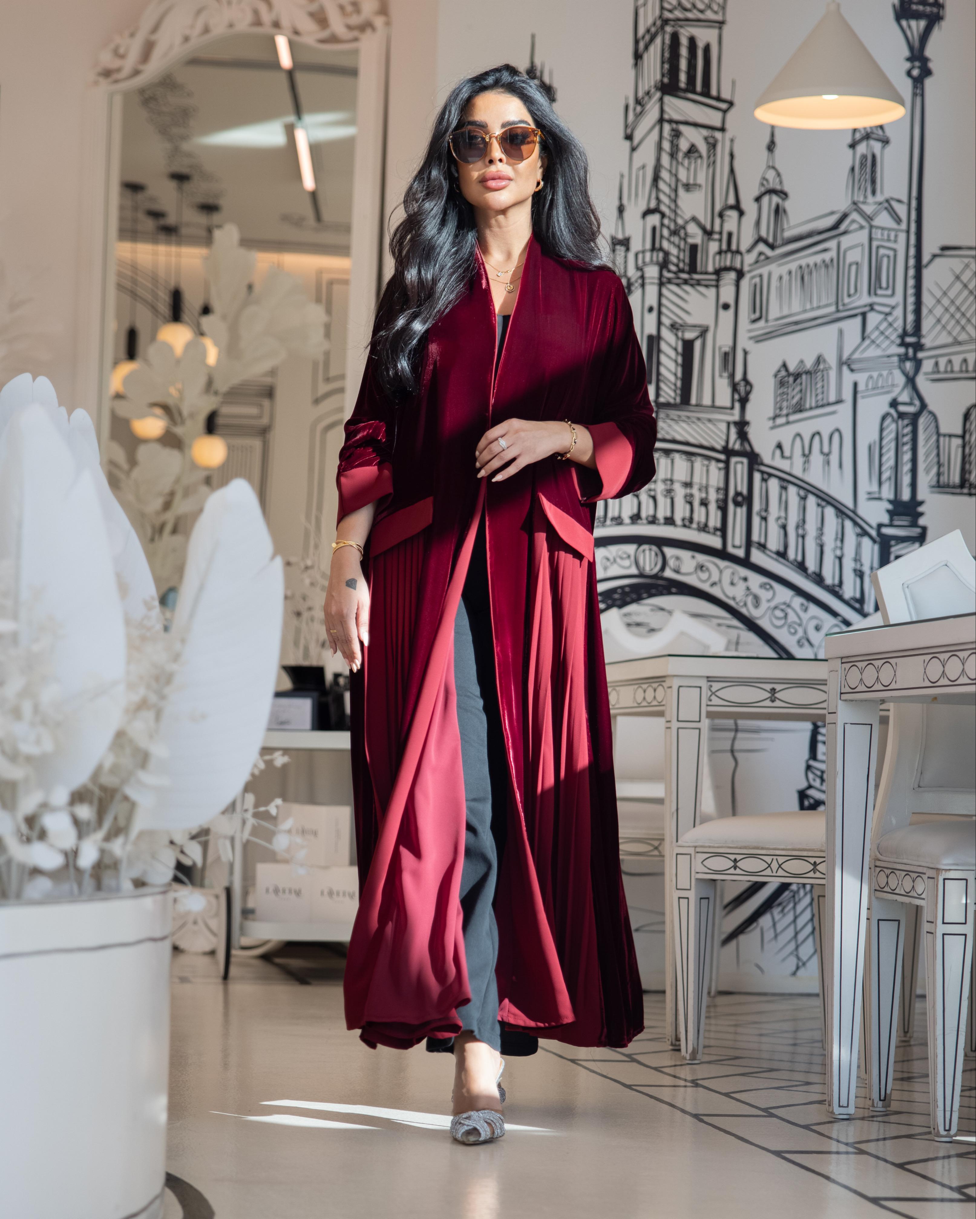 RED VELVET ABAYA C:6359RED