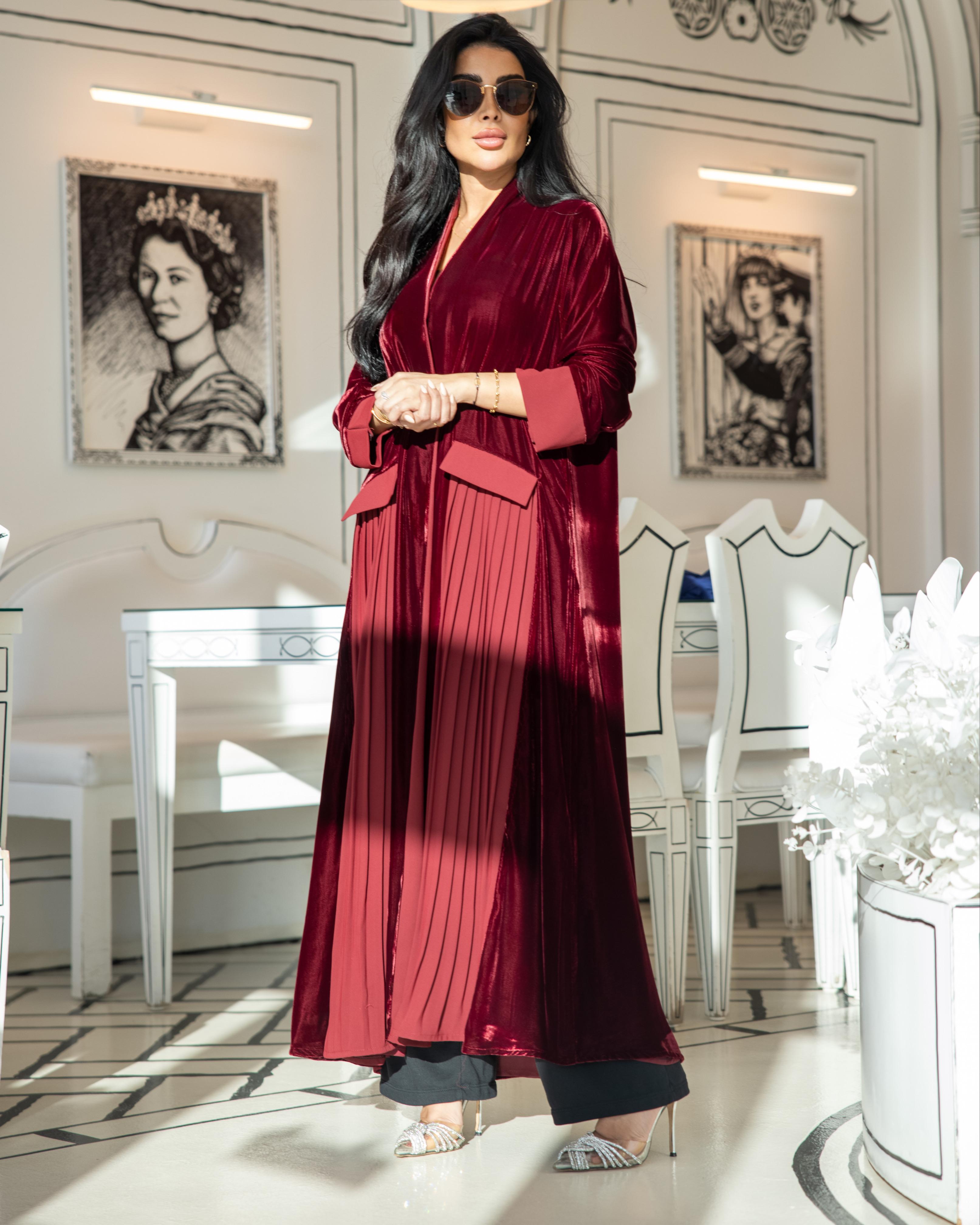 RED VELVET ABAYA C:6359RED