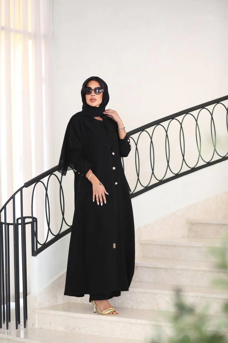 Black Cuba Crepe Abaya C:6519