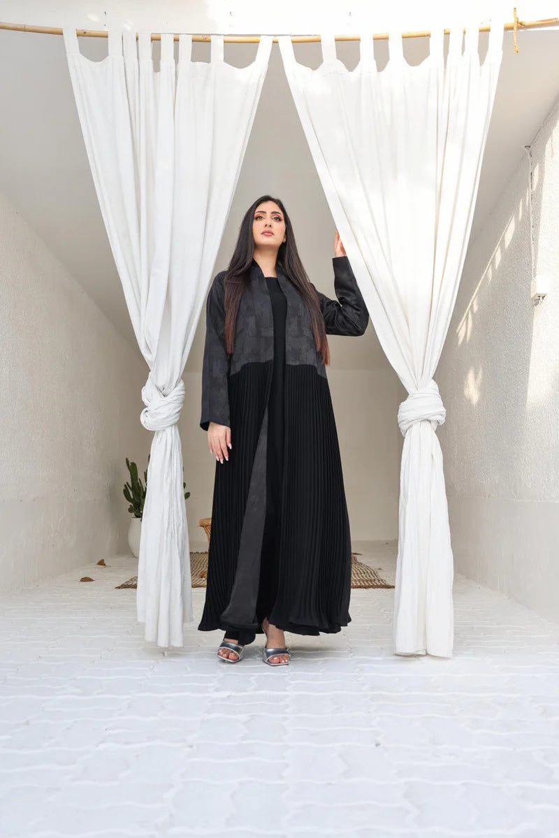 ABAYA CREPE WITH PLEATED C:6419BLACK