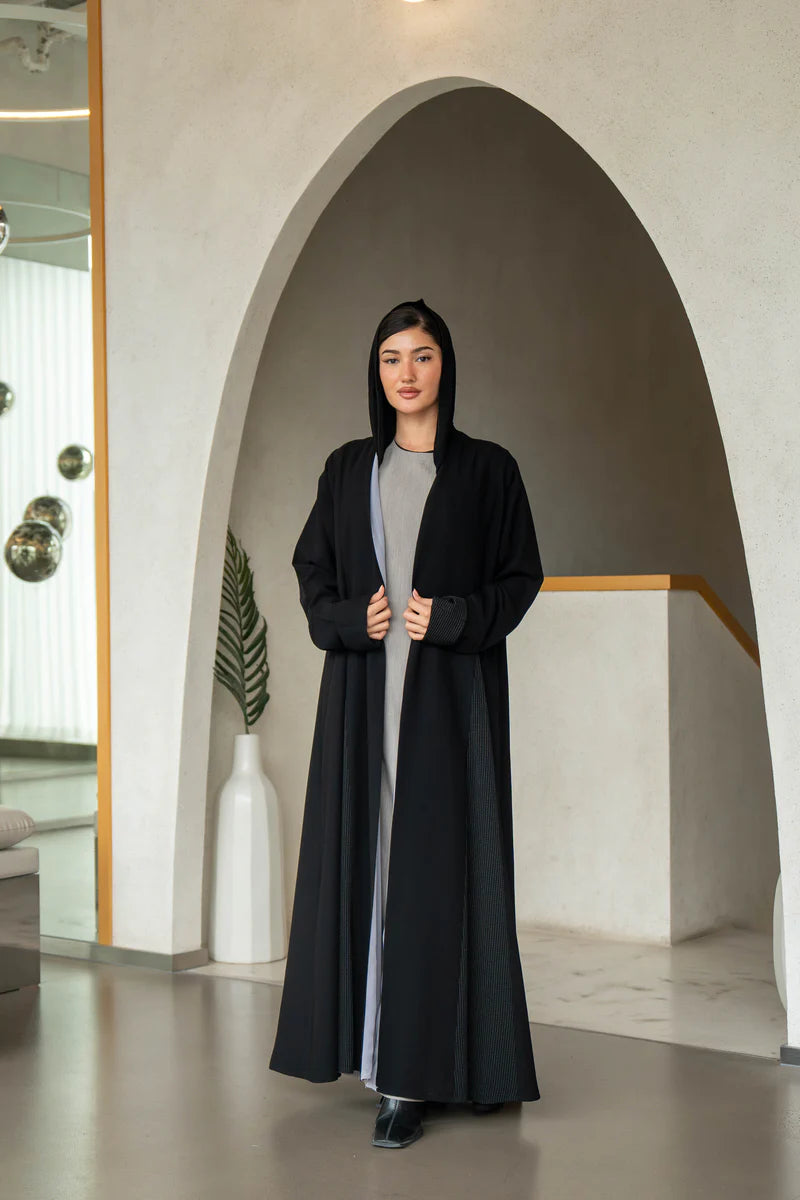 Black crepe abaya C:6585