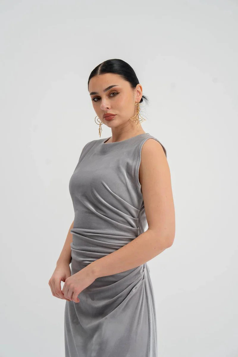 gray velvet dress. C:226