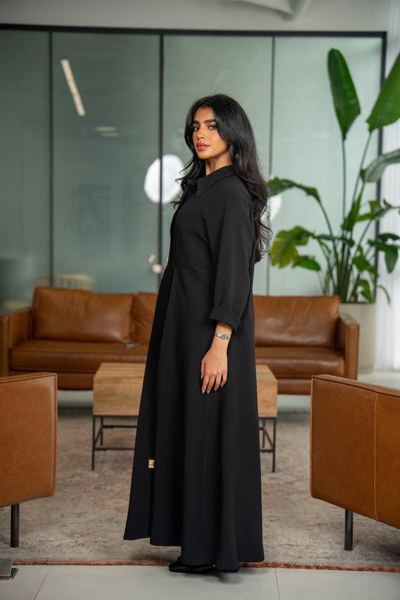 Black crepe abaya C:6625