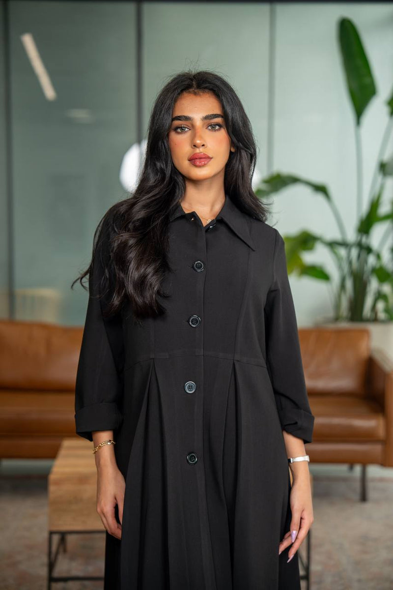 Black crepe abaya C:6625