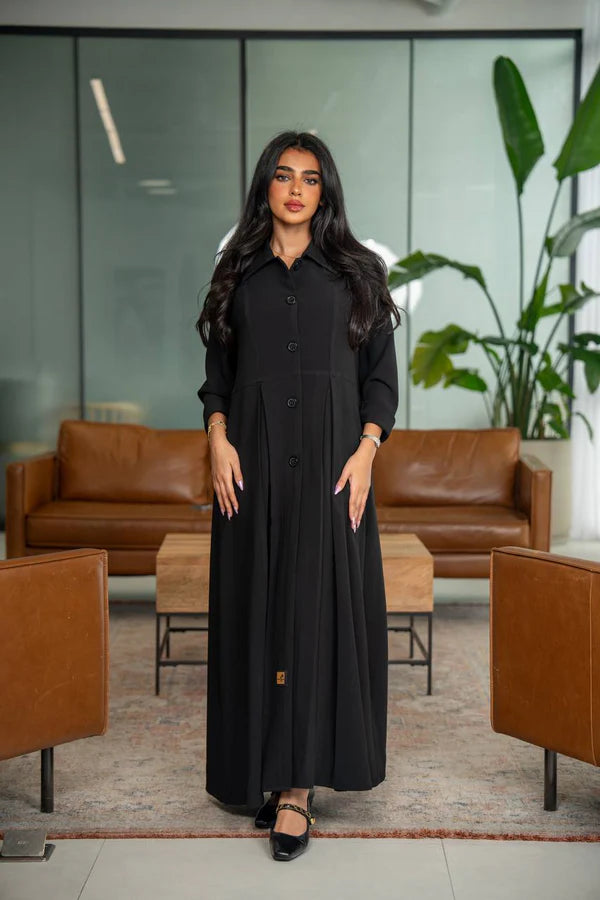 Black crepe abaya C:6625