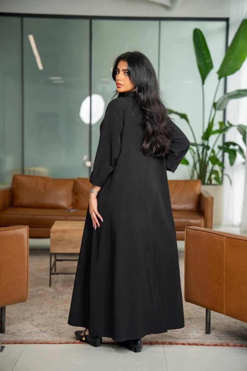 Black crepe abaya C:6625