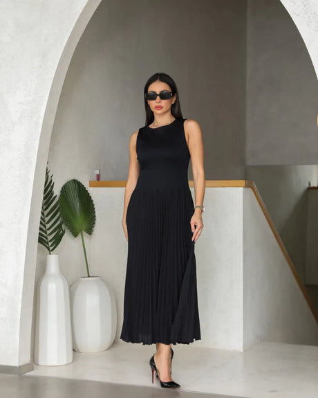 DRESS CREPE PLEATED CLOSH C:112