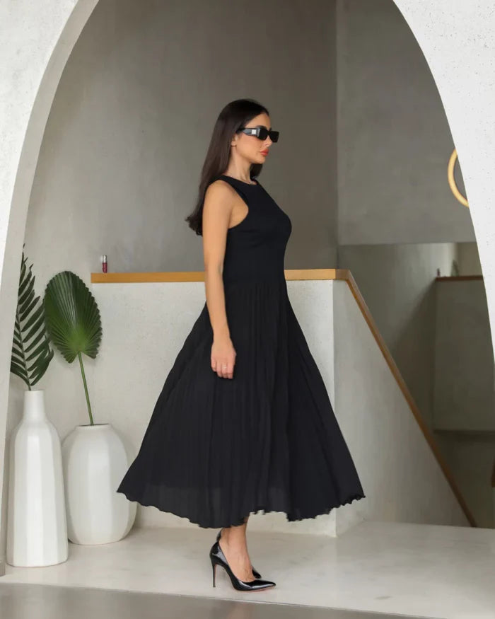 DRESS CREPE PLEATED CLOSH C:112