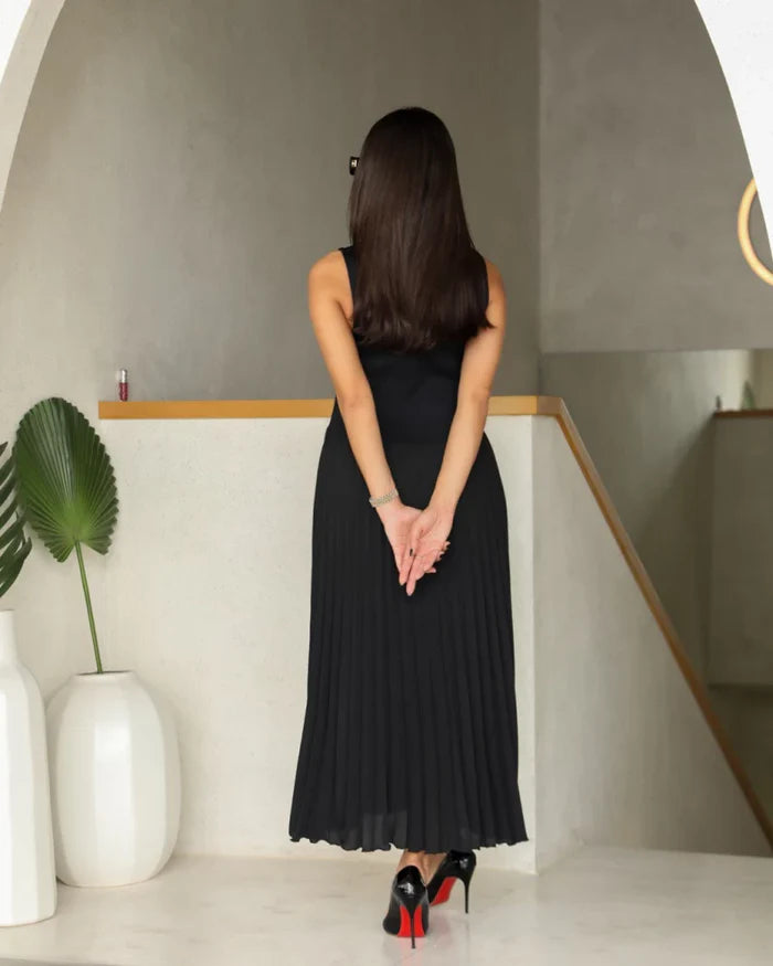 فستان من الكريب مطوي C:112