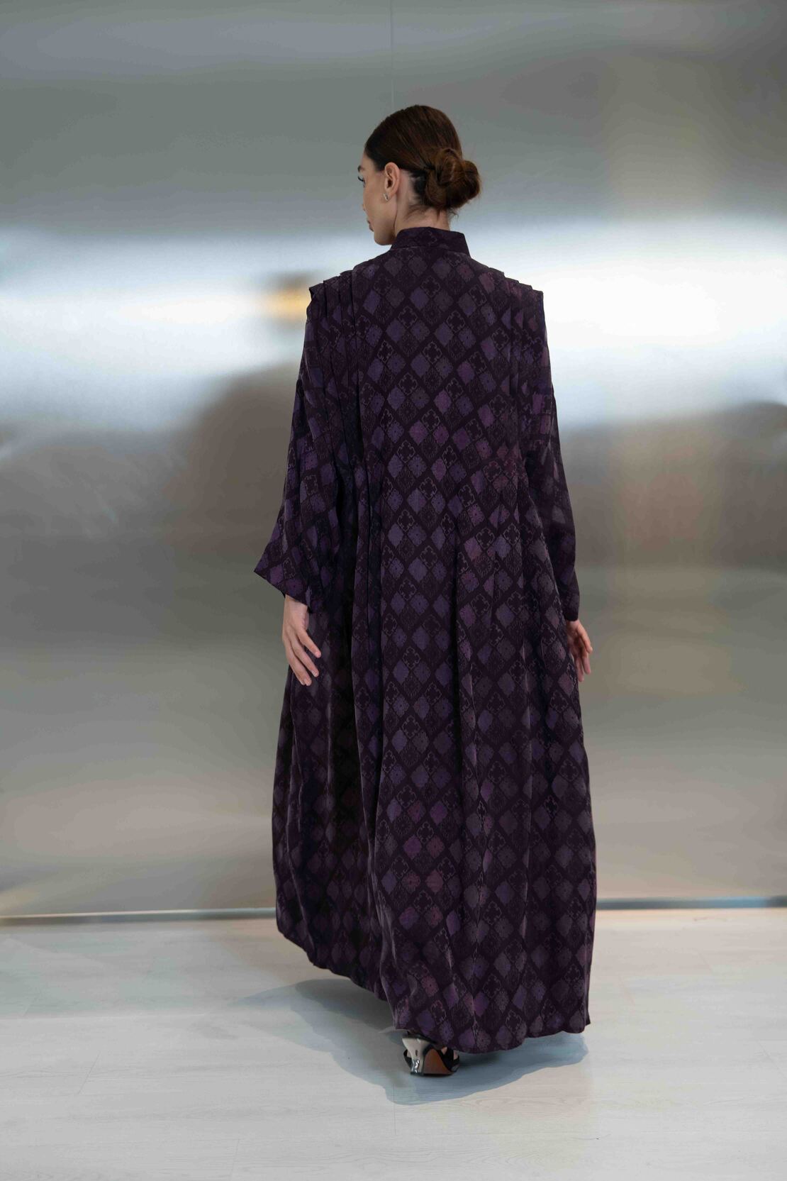 Purple Printed Silk Crepe Abaya-2065