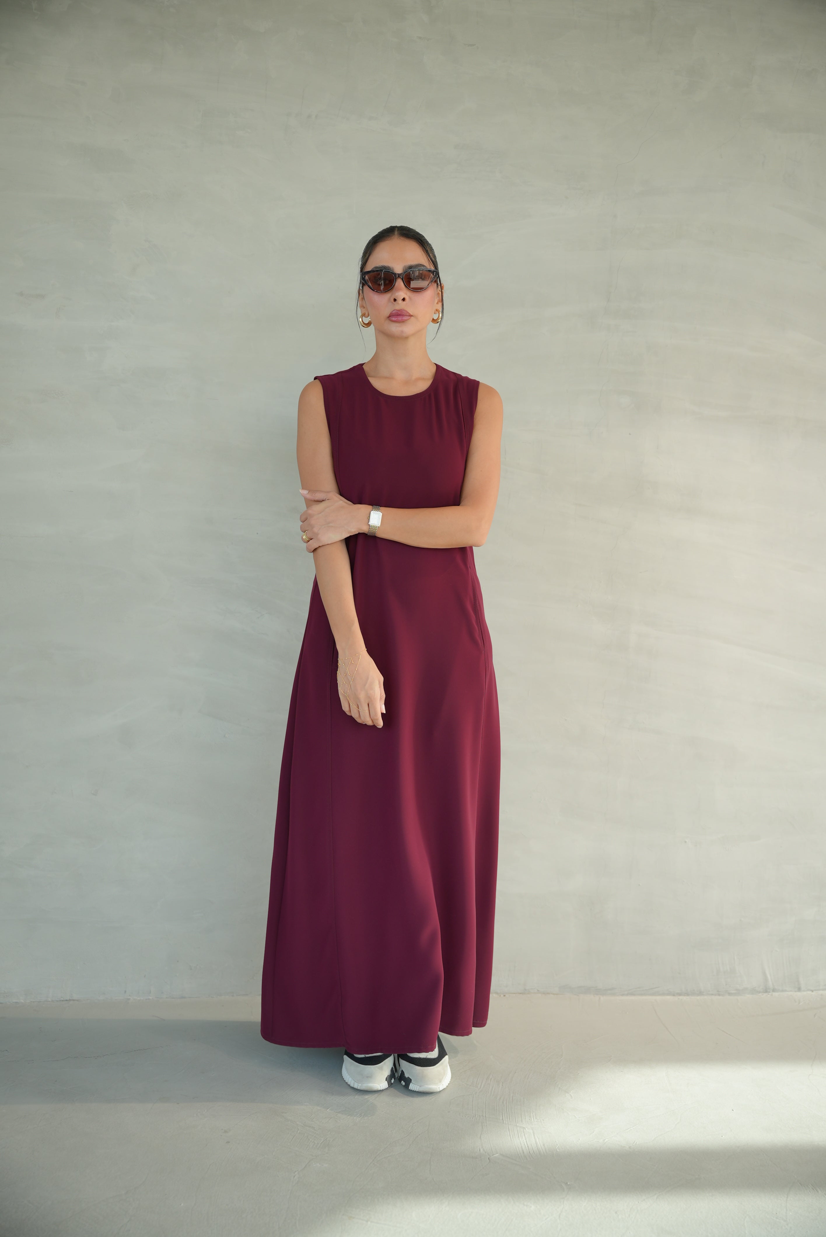 Burgundy Crepe Dress-1955