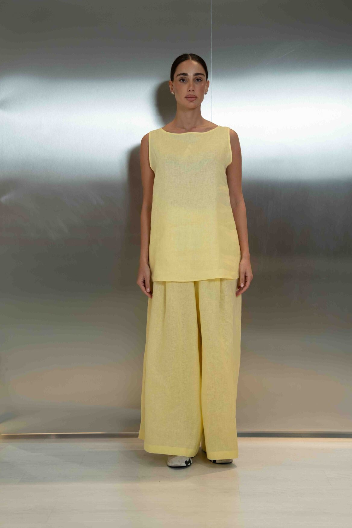 Yellow Linen Blouse & Pants Set – 2053
