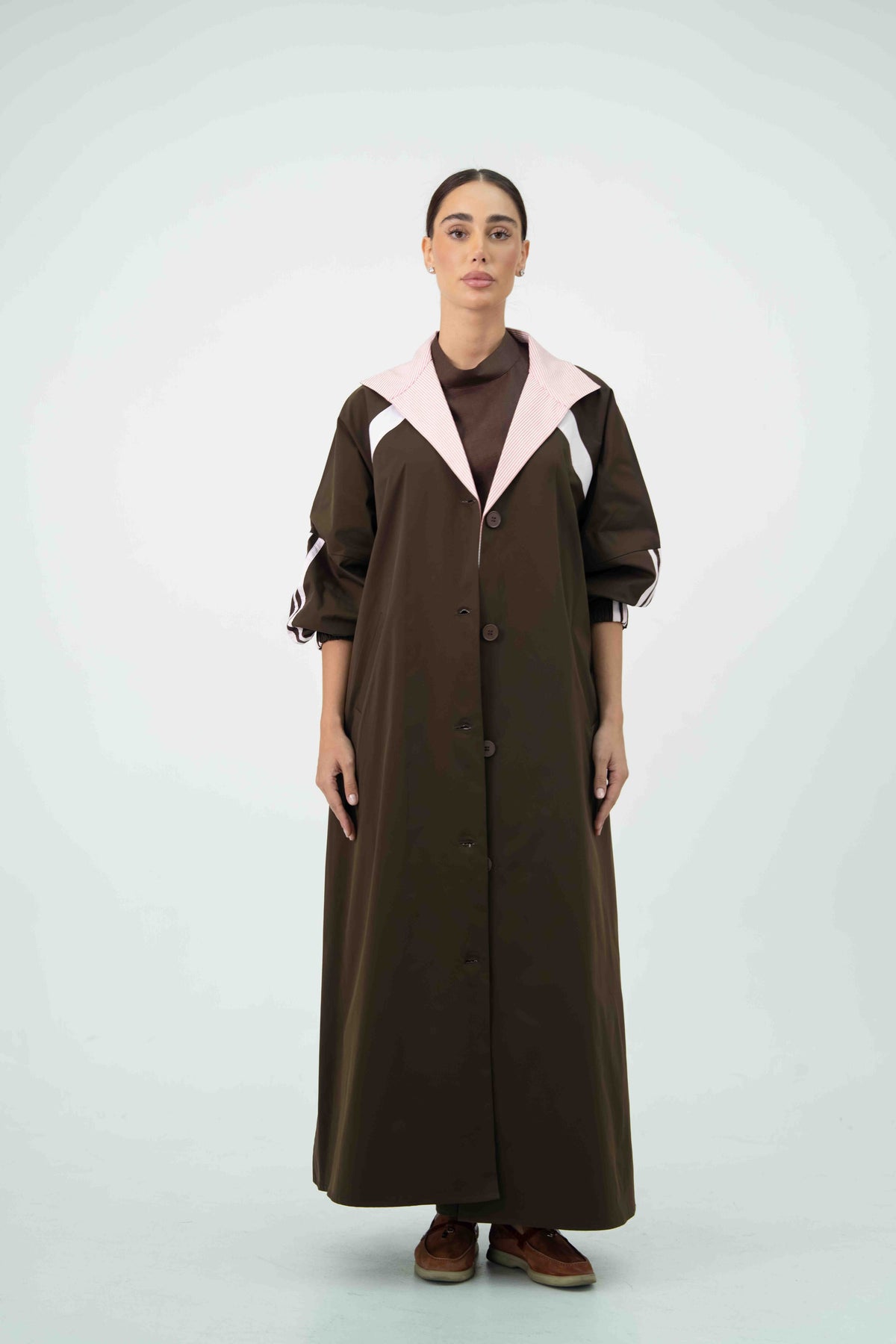 Brown & Pink Trench Coat Set –2055