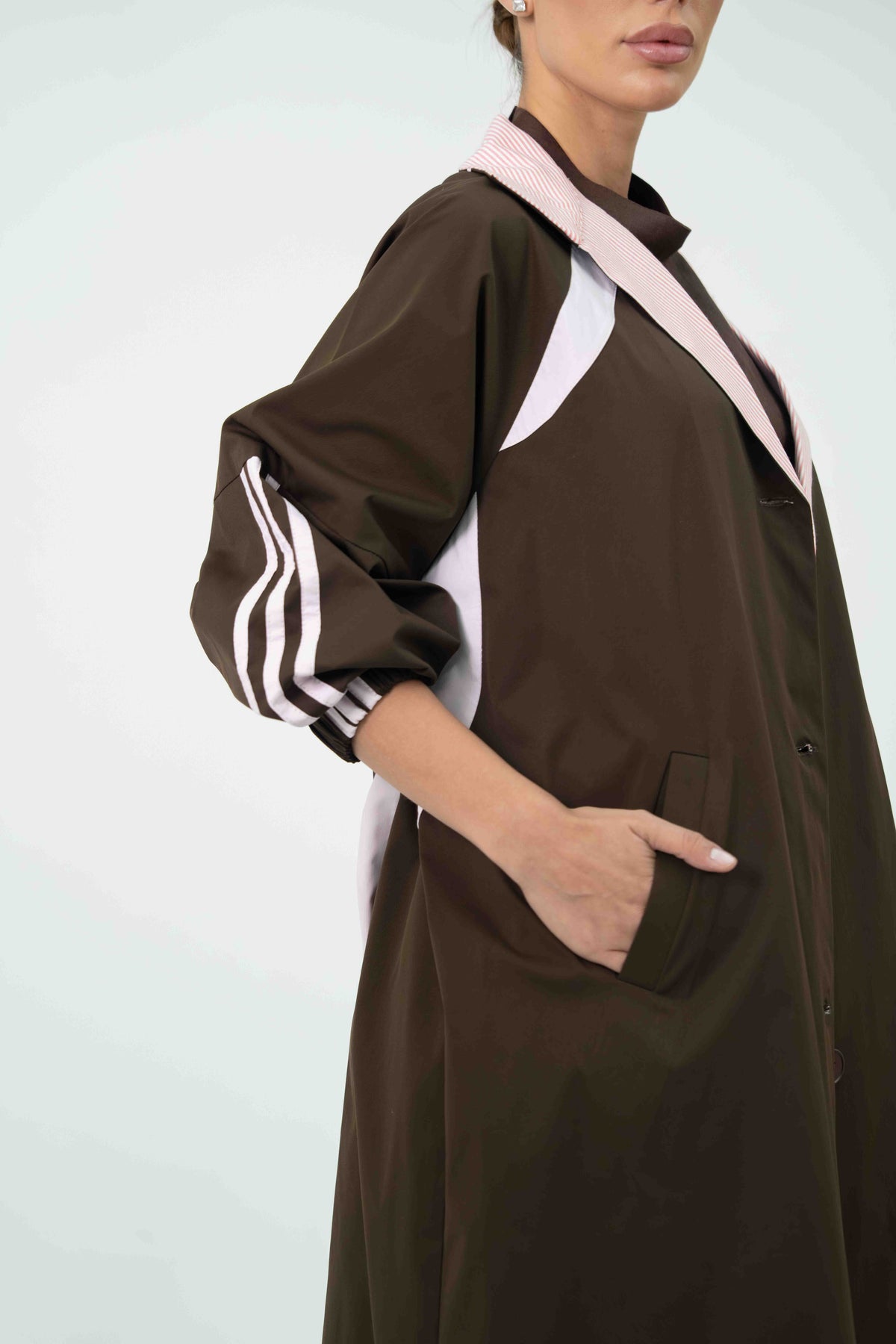 Brown & Pink Trench Coat Set –2055