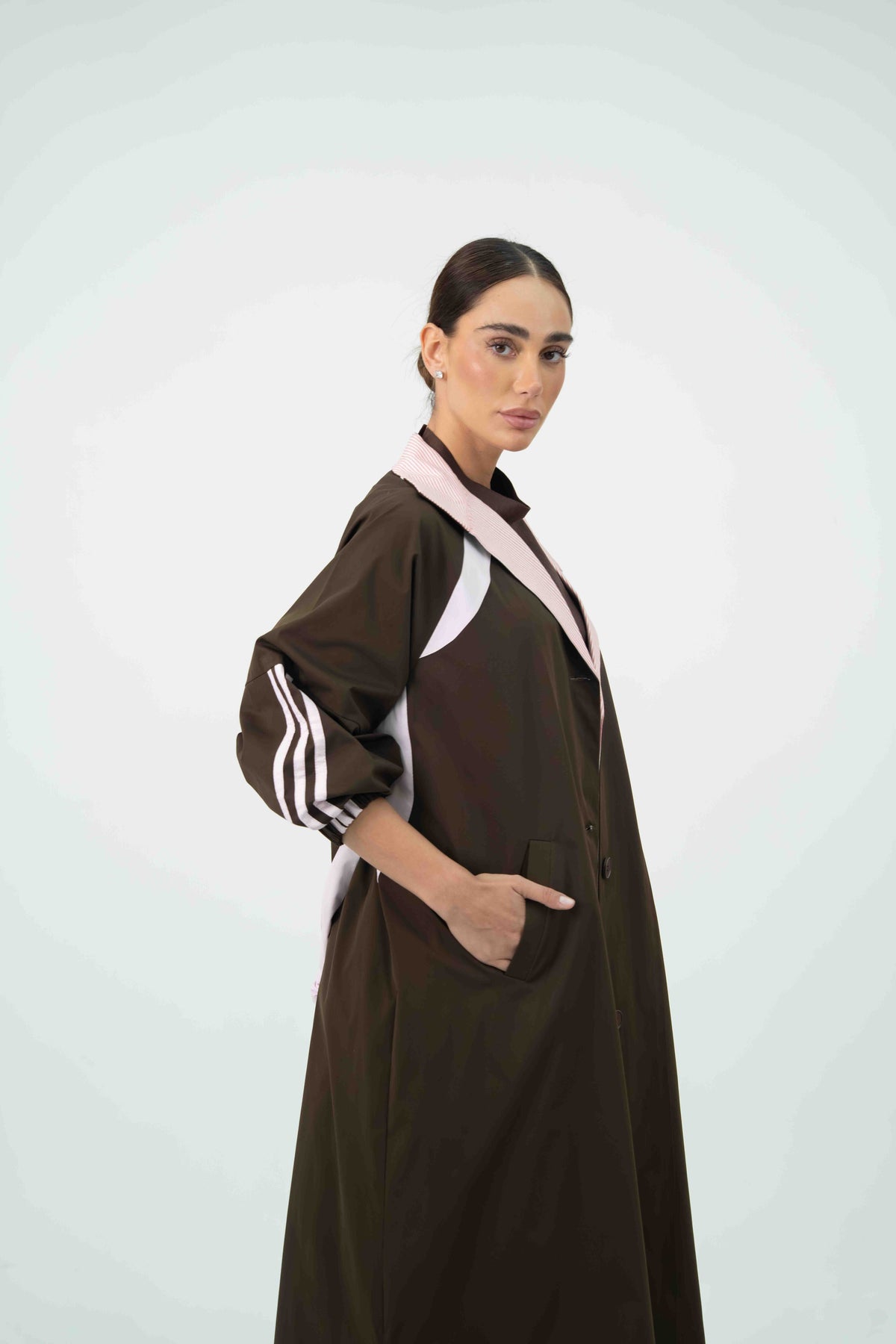 Brown & Pink Trench Coat Set –2055