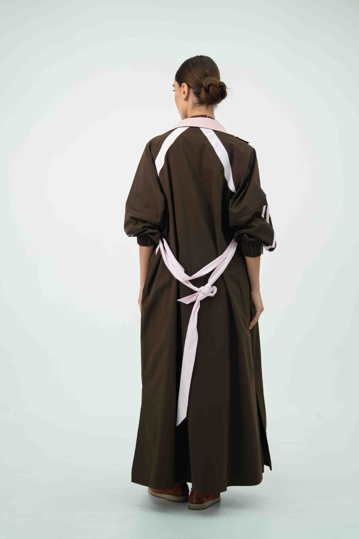 Brown & Pink Trench Coat Set –2055