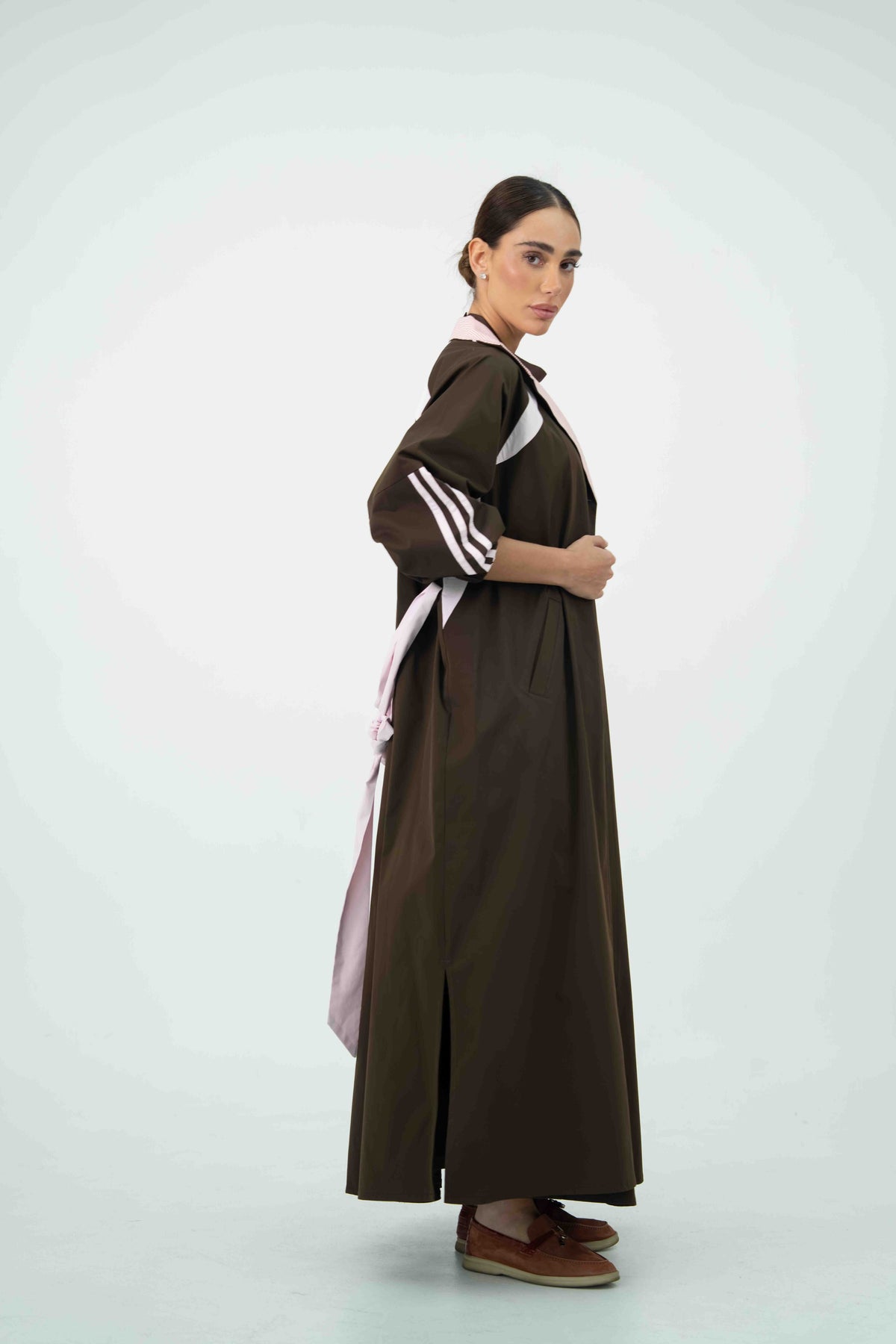 Brown & Pink Trench Coat Set –2055