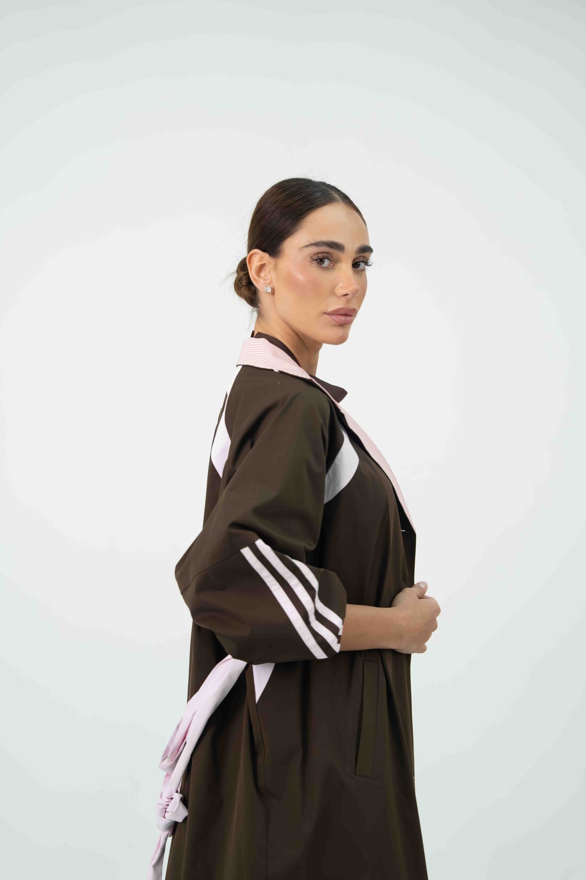 Brown & Pink Trench Coat Set –2055