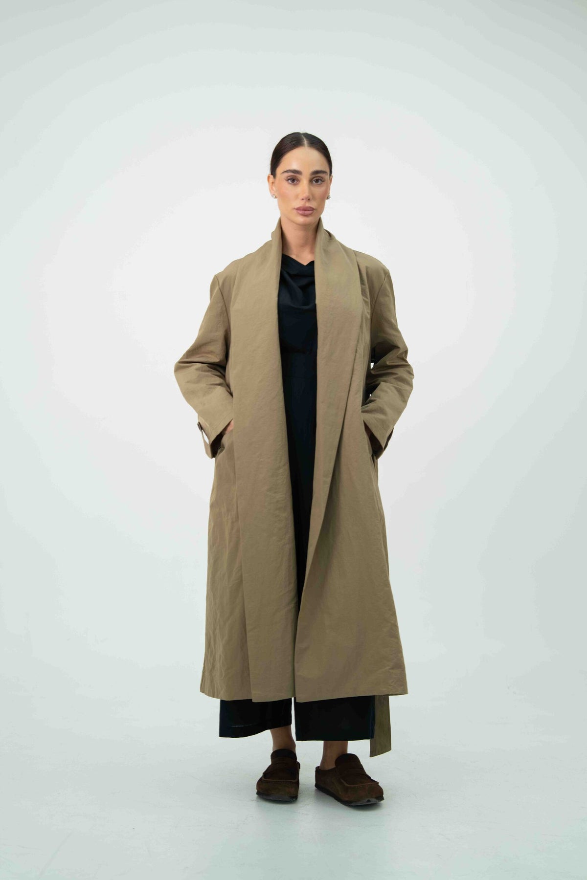 Beige Trench Coat Abaya – 2060
