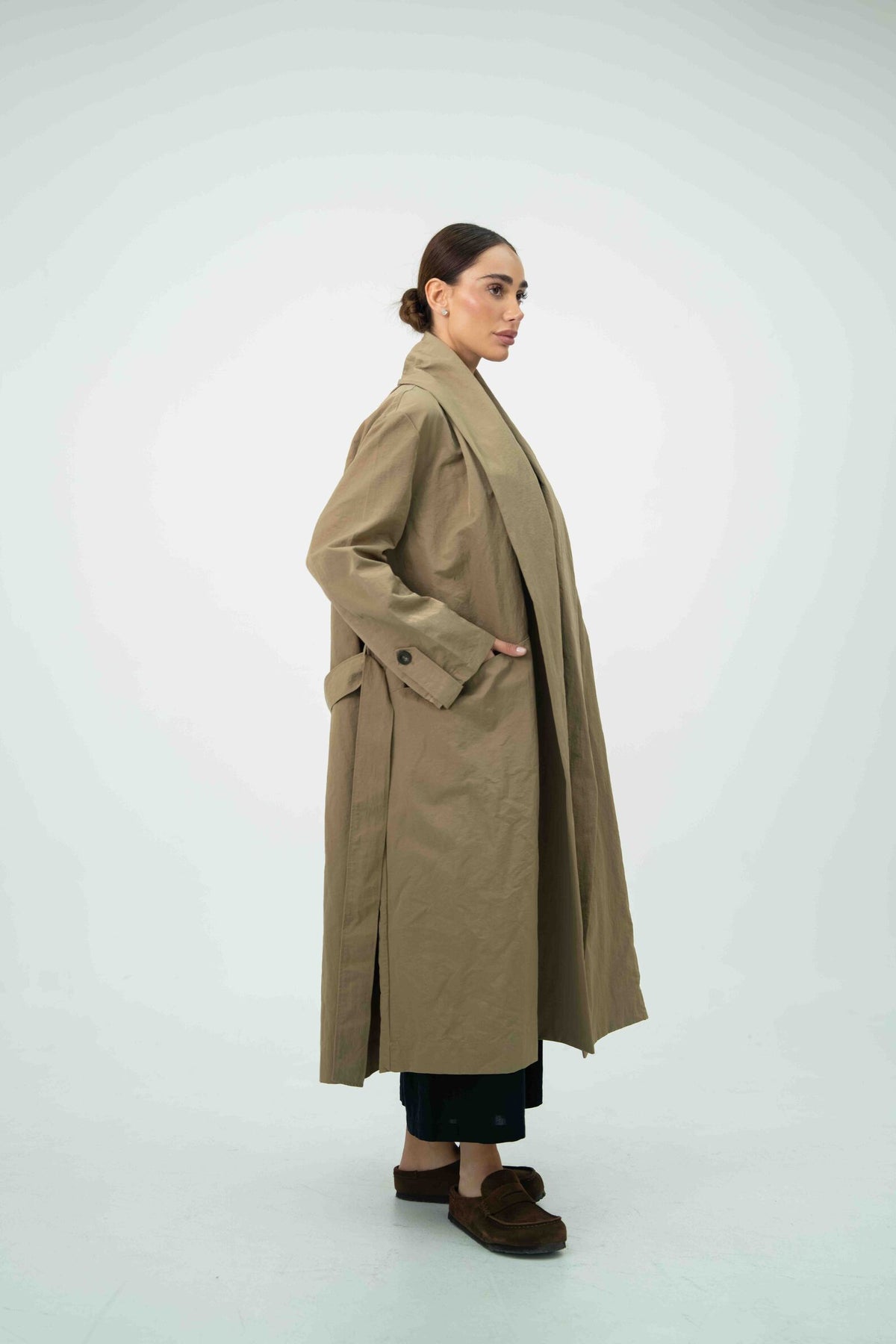 Beige Trench Coat Abaya – 2060