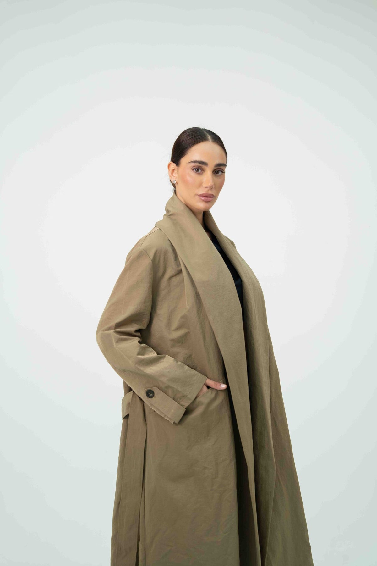 Beige Trench Coat Abaya – 2060