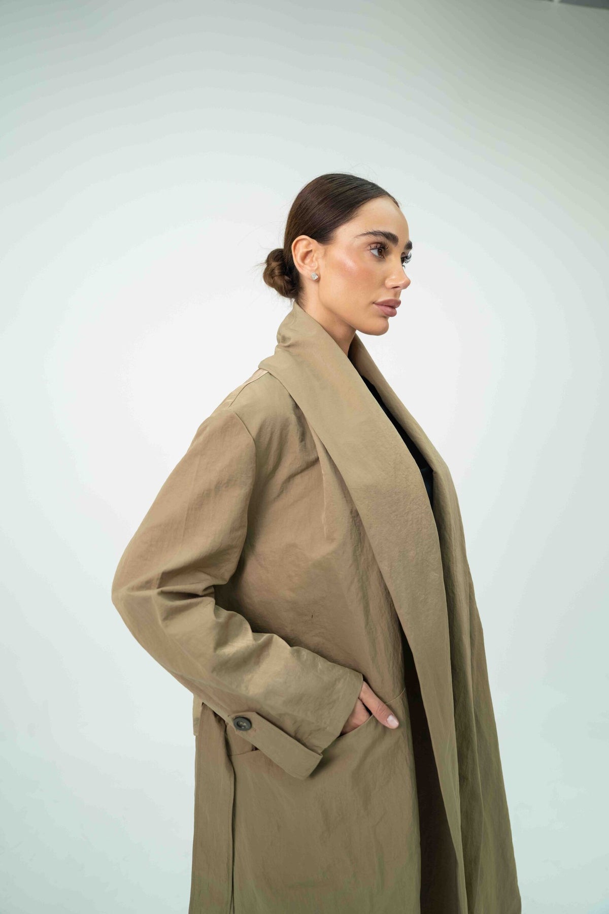 Beige Trench Coat Abaya – 2060